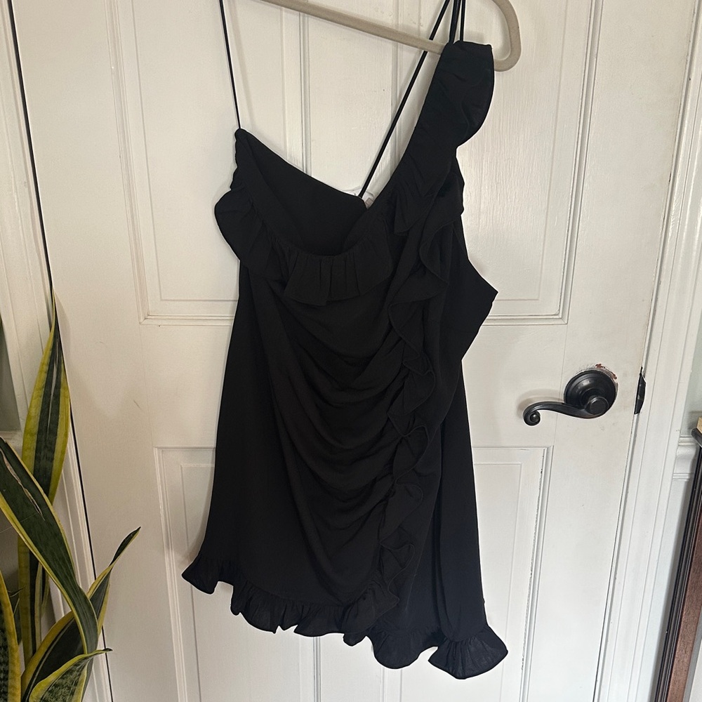 H&M Black Asymmetrical Ruffle Dress